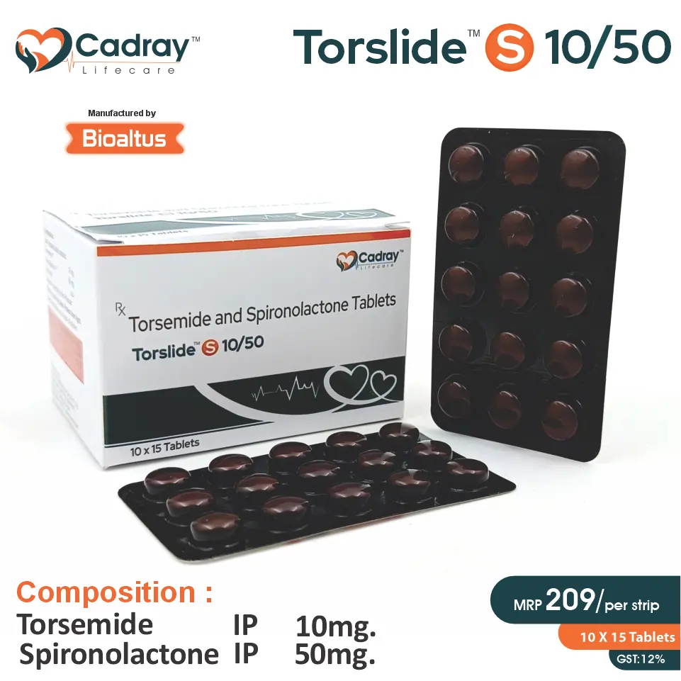 Torsemide 10mg + Spironolactone 50mg Tablet | Best Price for PCD Pharma Franchise in Cardiovascular & Diuretic Care